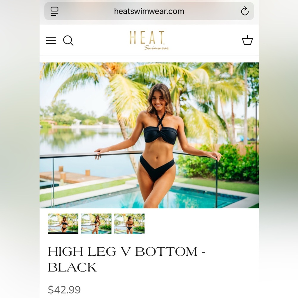 NWT High Leg Swim Bikini Bottom Black